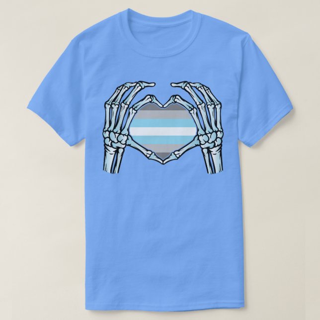 Demiboy Gay Skeleton Nonbinary Gender  T Shirt (Design framsida)