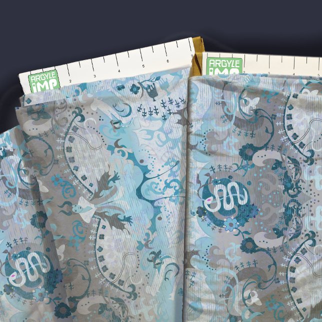 Demiboy Pride Flagga Färg Dragon Damask Fabric Tyg (close-up with ruler)