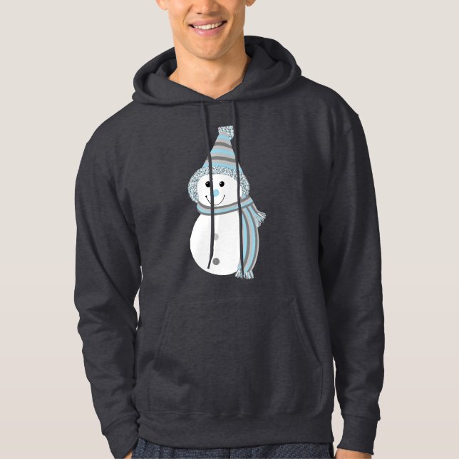 Demiboy Pride Flagga Snögubbe Snowperson Blue Hoodie (Framsida)