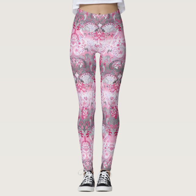 Demigirl Dragon Damask - Snyggt Pride Flagga Färg Leggings (Framsida)