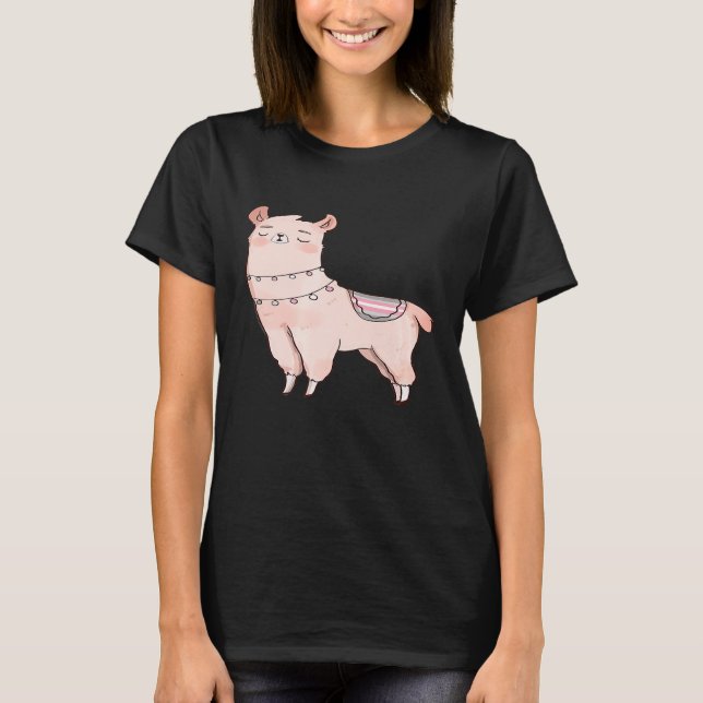 Demigirl Llama Cute Animal Alpaca LGBTQIA Enby Pri T Shirt (Framsida)