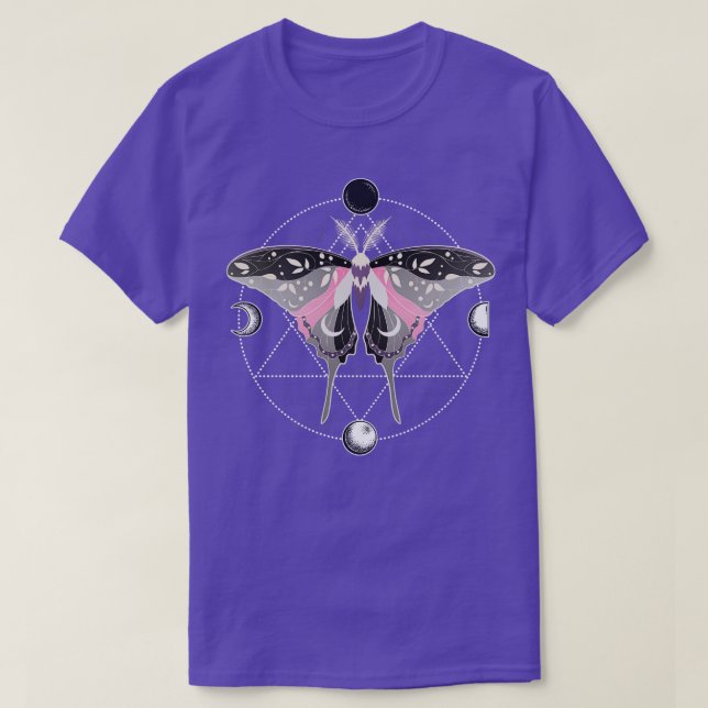 Demigirl Luna Moth Celestial LGBT Pride Flagga T Shirt (Design framsida)