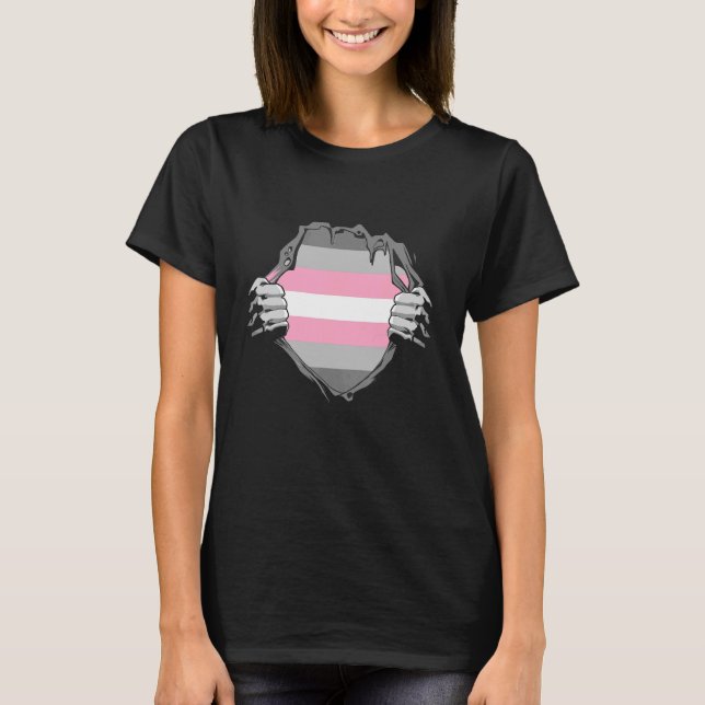 Demigirl Pride Chest Inside Demi Girl LGBT Demigir T Shirt (Framsida)