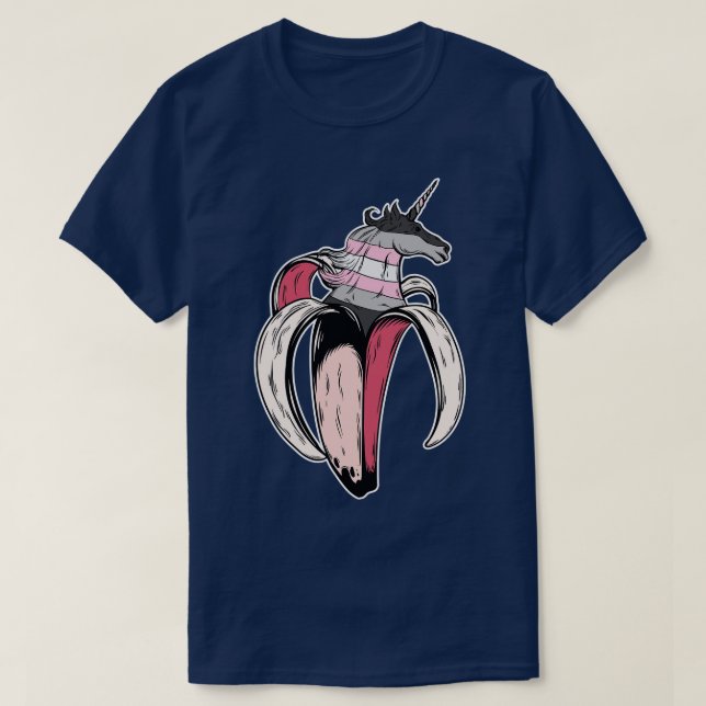 Demigirl Unicorn Banana HGBT Pride Flagga T Shirt (Design framsida)