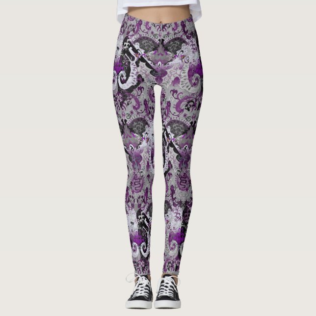 Demisexual Dragon Damask - Pridet Flagga Färg Leggings (Framsida)