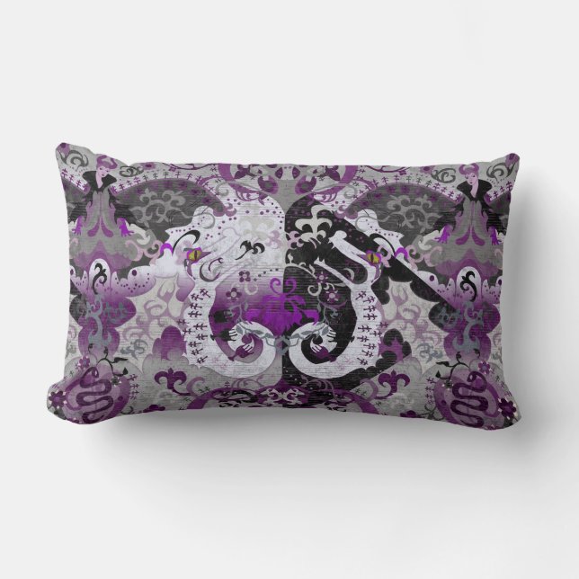 Demisexual Dragon Damask - Pridet Flagga Färg Lumbarkudde (Framsida)