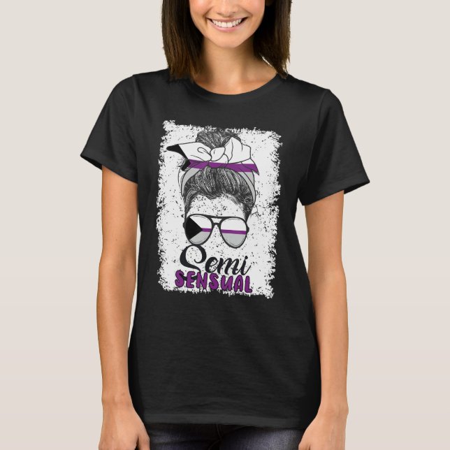Demisexual Joke Messy Bun Lady Demisexual Flag T Shirt (Framsida)