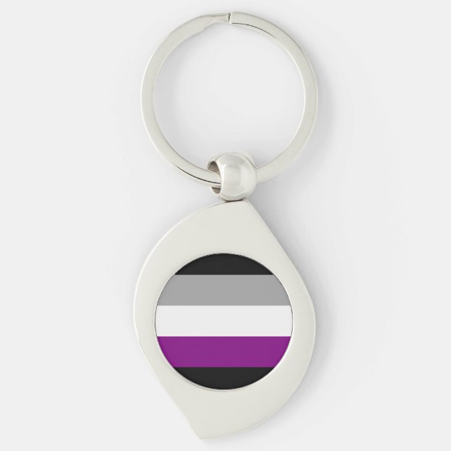 Demisexual Swirl Silverfärgad Nyckelring (Framsidan)