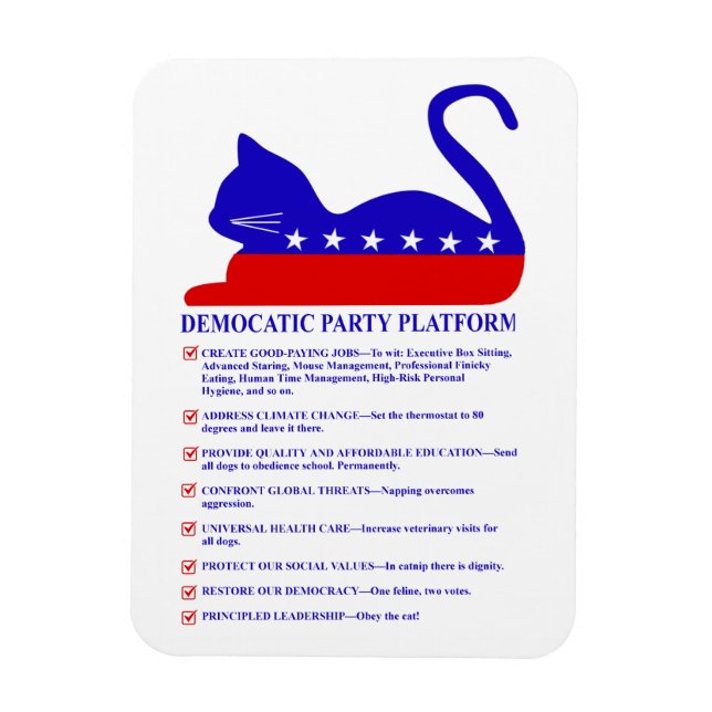 Democatic Party Platform Funny Policy Cat 3"x4" Magnet (Vertikal)