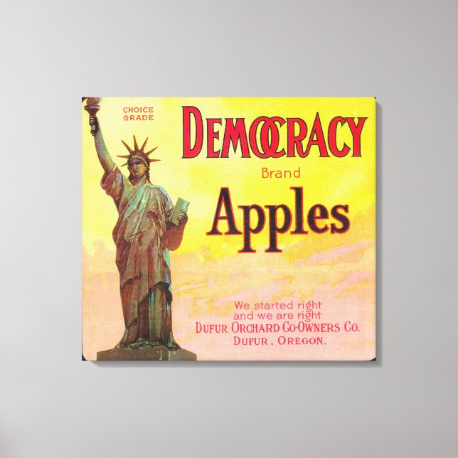 Democracy Apple Låda LabelDufur, ELLER Canvastryck (Framsida)