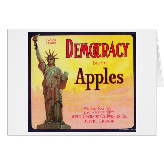 Democracy Apple Låda LabelDufur, ELLER Hälsningskort (Framsidan Horizontal)