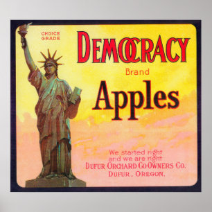 Democracy Apple Låda LabelDufur, ELLER Poster
