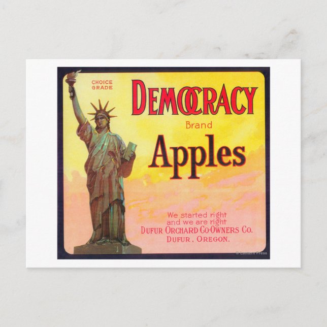 Democracy Apple Låda LabelDufur, ELLER Vykort (Framsida)