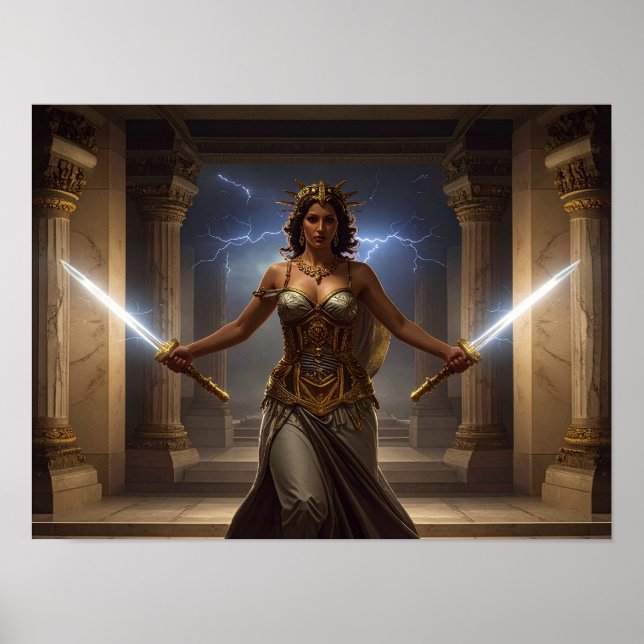 Democracy Defender Lady Liberty SciFi Fantasy Art Poster (Framsidan)
