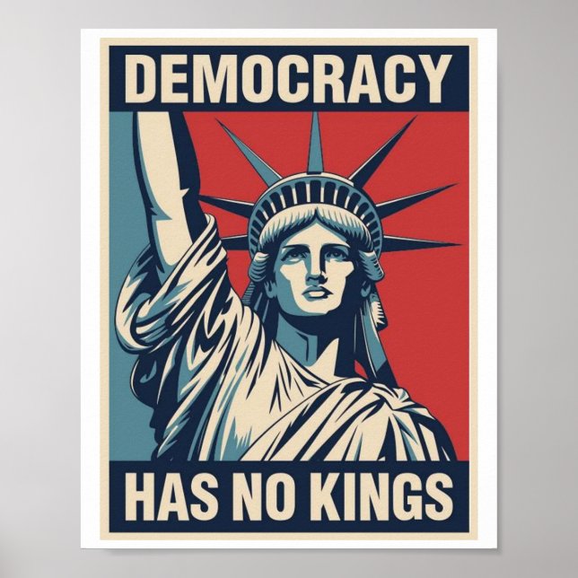 Democracy har inga kungar-protestskylt: Staty av L Poster (Framsidan)