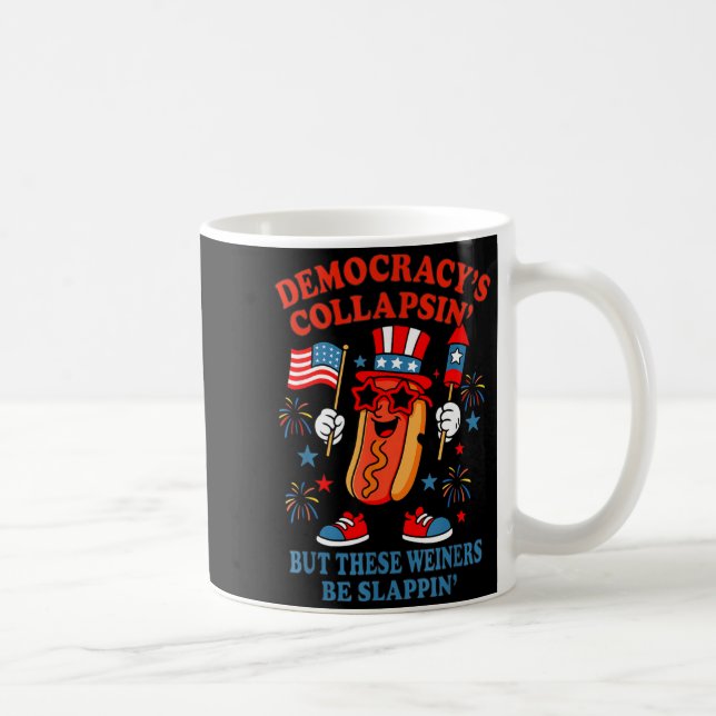 Democracy's collapsing funny hot dog 4th july Demo Kaffemugg (Höger)
