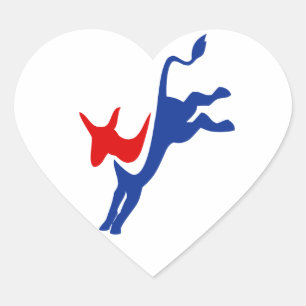 Democrat Donkey Heart Sticker Hjärtformat Klistermärke