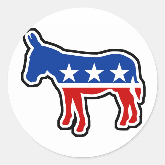 Democrat Donkey Runt Klistermärke (Framsida)