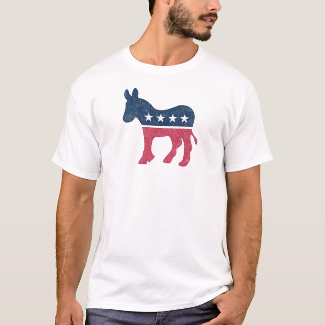 Democrat Donkey Vintage Distress T Shirt (Framsida)