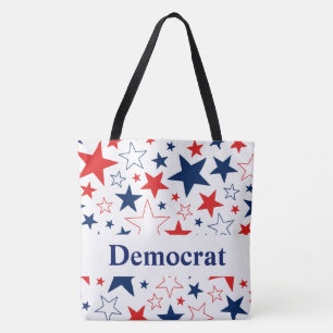 Democrat Patriotic Stars Tote Bag Tygkasse