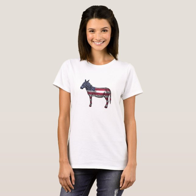 Democratic Donkey American Flagga Shirt T-shirt (Hel framsida)
