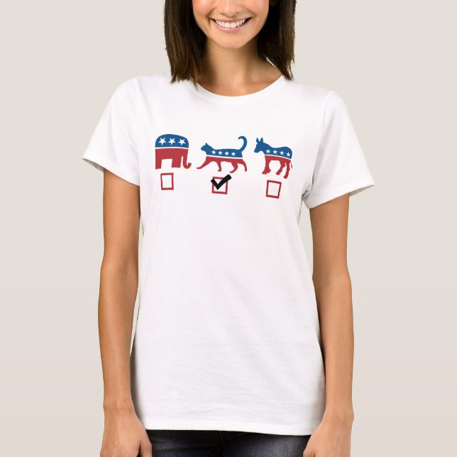 Democratic Elephant Cat Donkey Funny T Shirt (Framsida)
