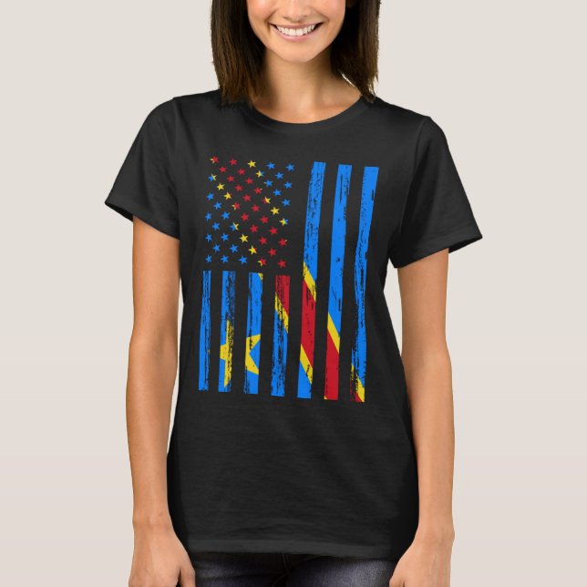 Democratic Republic Congo Flag America US It is in T Shirt (Framsida)