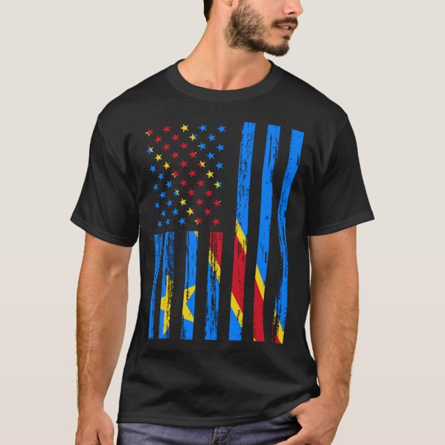 Democratic Republic Congo Flag America US It is in T Shirt (Framsida)