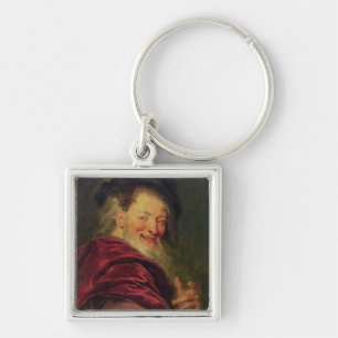 Democritus 1692 fyrkantig silverfärgad nyckelring