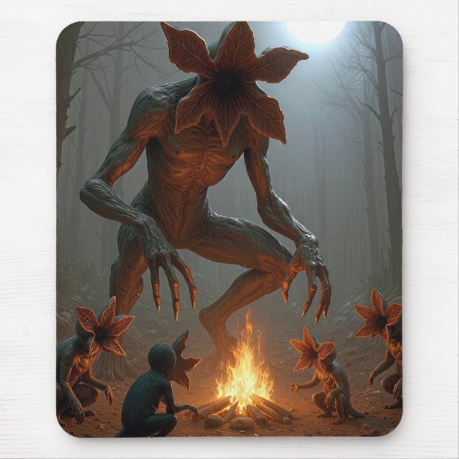 Demogorgon-varelser runt en lägereld musmatta (Framsidan)