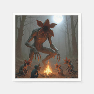Demogorgon-varelser runt en lägereld pappersservett