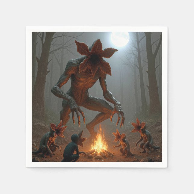 Demogorgon-varelser runt en lägereld pappersservett (Framsidan)