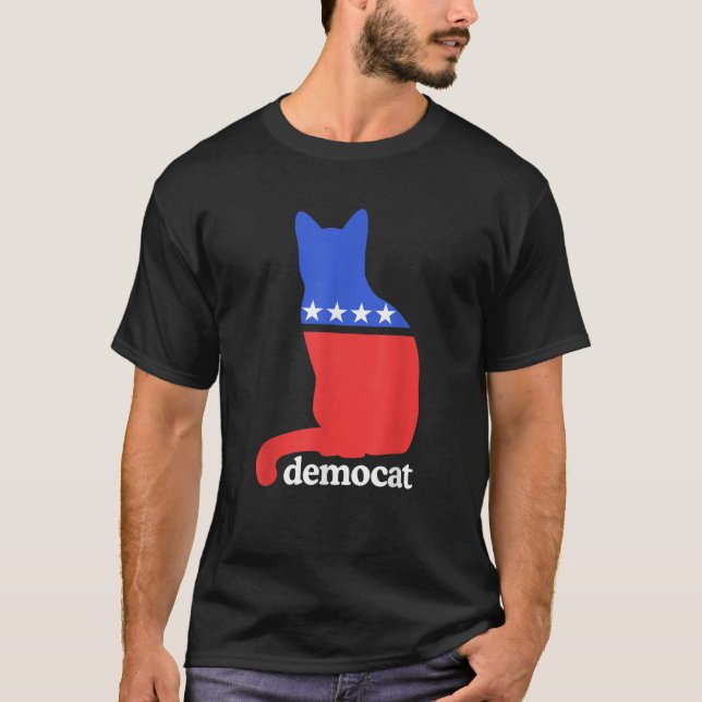 Demokrat Democat Funny Kattunge Graphic T Shirt (Framsida)