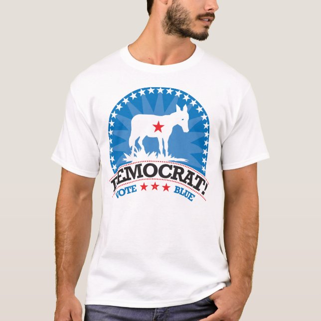 Demokrat! Rösta blått! T-shirt (Framsida)