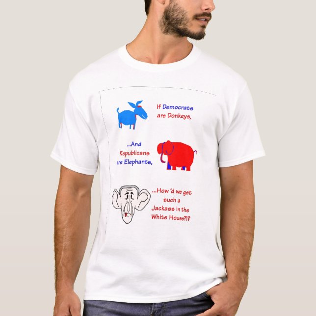 Demokrater är åsnor, republikaner är elefanter, t-shirt (Framsida)