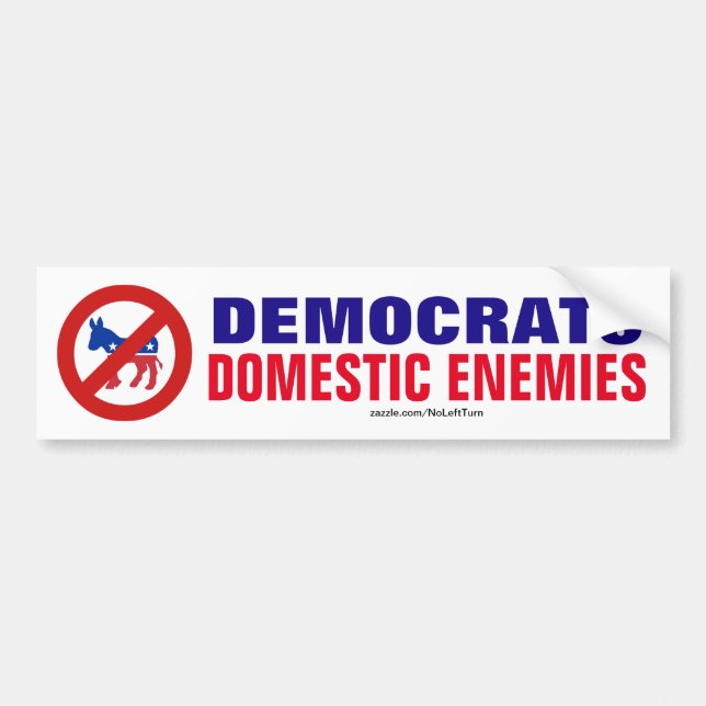 Demokrater är Domesticens fiender Bumper Sticker Bildekal (Framsidan)