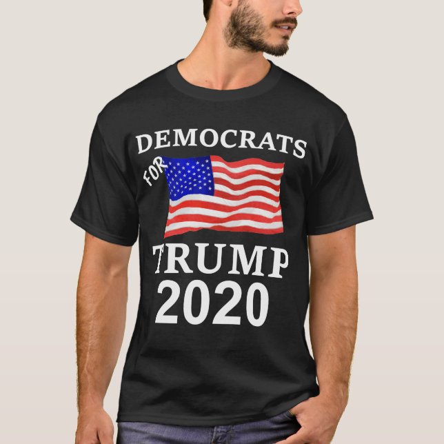 Demokrater för trumf 2020 för trumfflagga t shirt (Framsida)