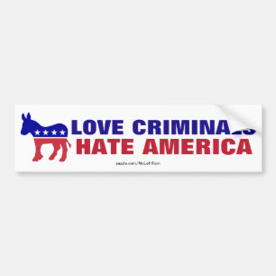 Demokrater - Kärlek-brottslingar Hate America Bildekal