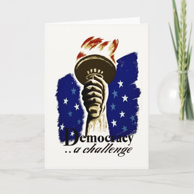 Demokrati A Challenge, Poster med Liberty's Torch Tack Kort (Framsida)