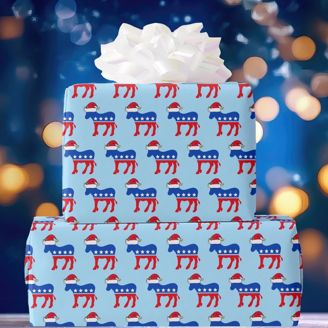 Demokrati Donkey Santa Cute Politisk jul Presentpapper (Skapare uppladdad)