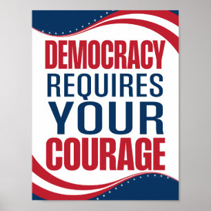 Demokrati Kräver Mod Flagga Poster