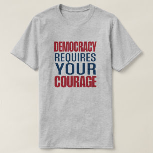 Demokrati kräver mod Röd blå T Shirt
