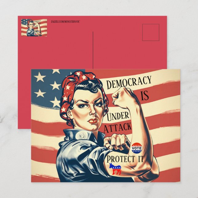 Demokrati/Skydda det vykort (Fram/baksida)