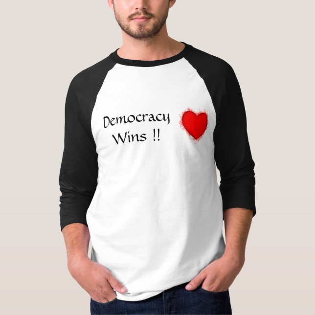 Demokrati Vins raglan-skjorta T Shirt (Framsida)