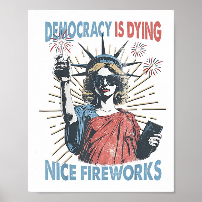 Demokratin dör, men Nicefördraget Fireworks funny  Poster (Framsidan)