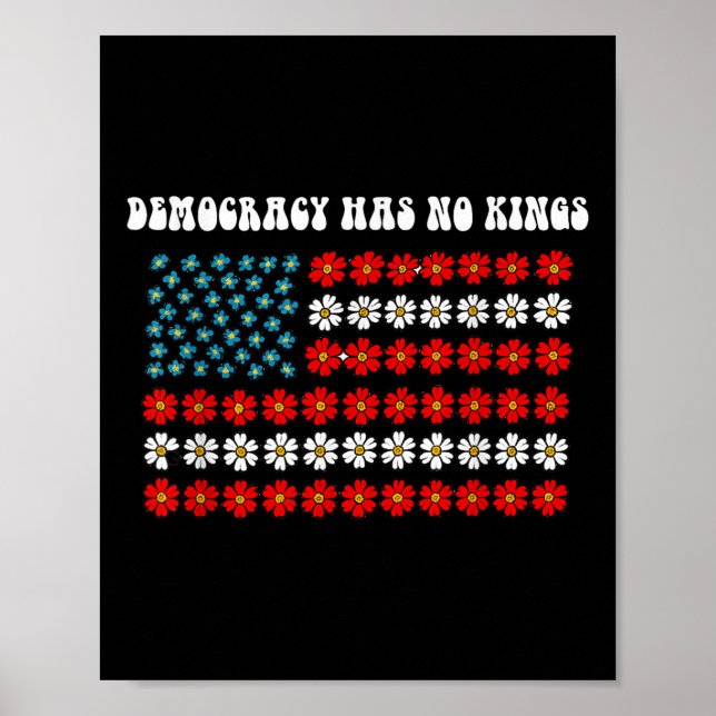 Demokratin har ingen Kung America Flagga Design Poster (Framsidan)