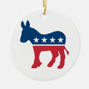 Demokratisk Donkey Julgransprydnad Keramik
