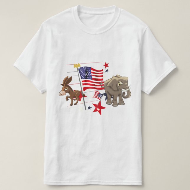 Demokratisk kalkon och republikansk elefant t shirt (Design framsida)