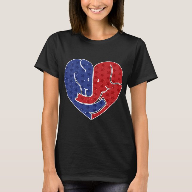 Demokratiska Donkey Republican Elephant T Shirt (Framsida)