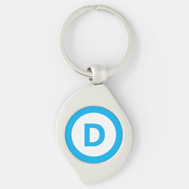 Demokratiska partiets logotyp swirl silverfärgad nyckelring (Framsidan)